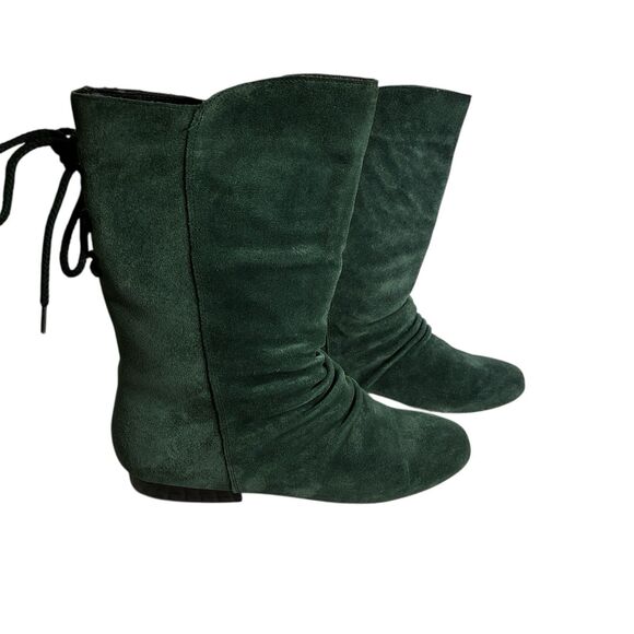 Stagelight Women’s Green Velvet Suede Slouch Flat Boots Size 7.5. Round Toe - Picture 5 of 9